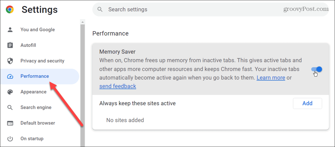 Activer les onglets d'économiseur de mémoire dans Google Chrome