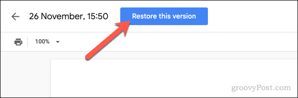 Restaurer une version d'un fichier Google Docs