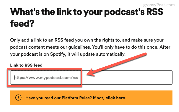 entrez votre flux rss de podcast dans spotify