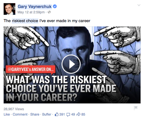 post vidéo de gary vaynerchuk sur facebook