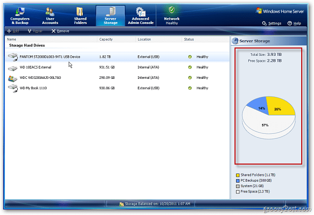 Windows Home Server: ajoutez un disque dur externe pour augmenter le stockage