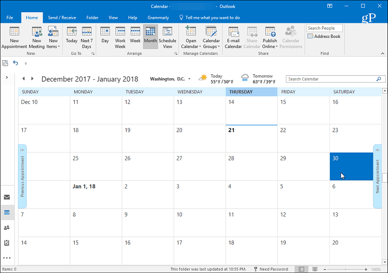 1 Calendrier Outlook