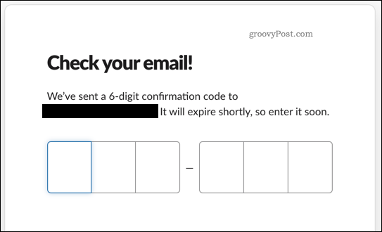 Confirmation d'une adresse e-mail Slack