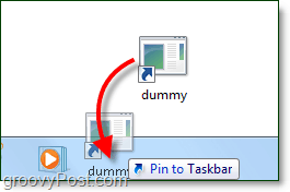 Pin raccourci vers Windows 7 de la barre des tâches
