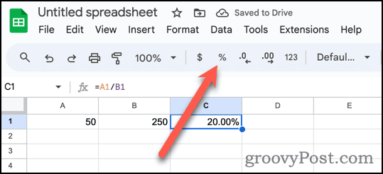Bouton de formatage en pourcentage dans Google Sheets_11