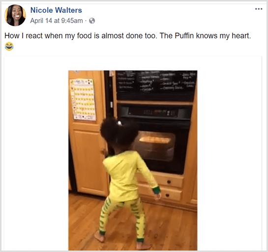 Nicole Walters a posté une vidéo Facebook de sa jeune fille dansant devant le four en pyjama en attendant que sa nourriture finisse de cuisiner.
