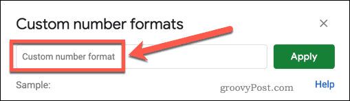 Sélection d'un format numérique personnalisé dans Google Sheets
