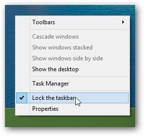 déverrouiller la barre des tâches de Windows 8