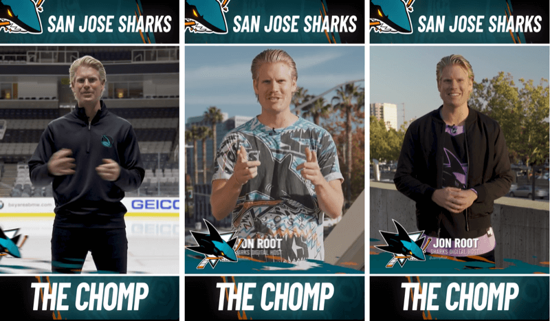 trois articles Instagram Stories du segment The Chomp de San Jose Shark
