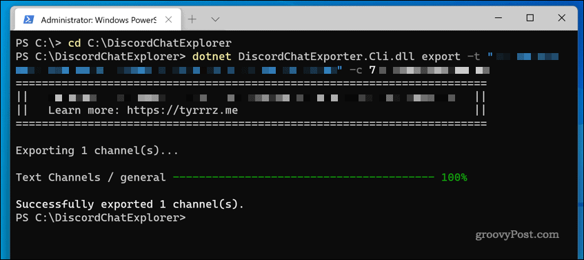 DiscordChatExplorer sous Windows 11 utilisé pour télécharger un journal de discussion du serveur