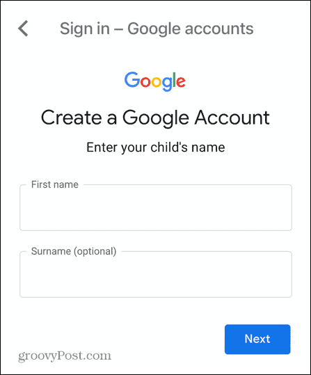 nom du compte enfant gmail