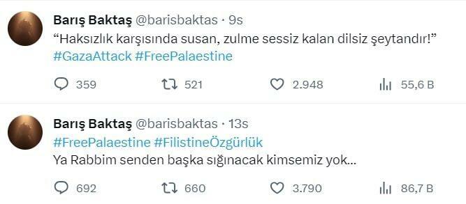Barış Baktaş partage son soutien à la Palestine