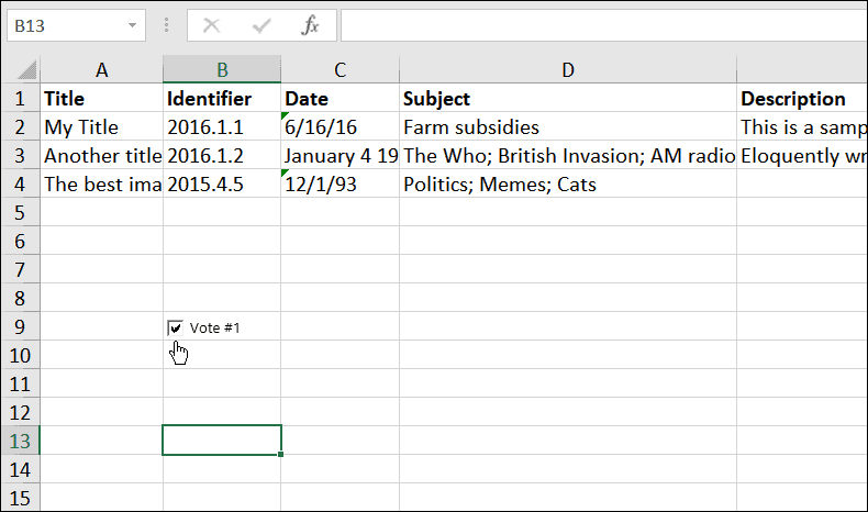 insérer une case à cocher dans Microsoft Excel