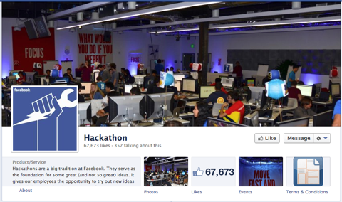 page de hackathon facebook