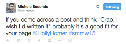 tweet de la présentation de holly homer smmw15