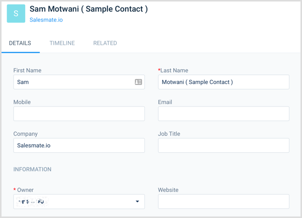 Carte de contact des commerciaux