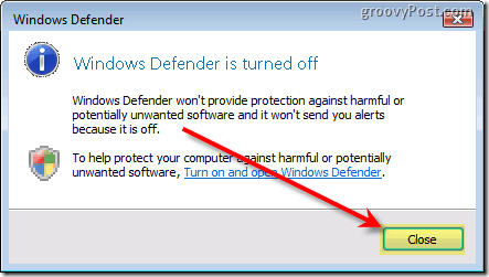 Désactiver Windows Defender Vista