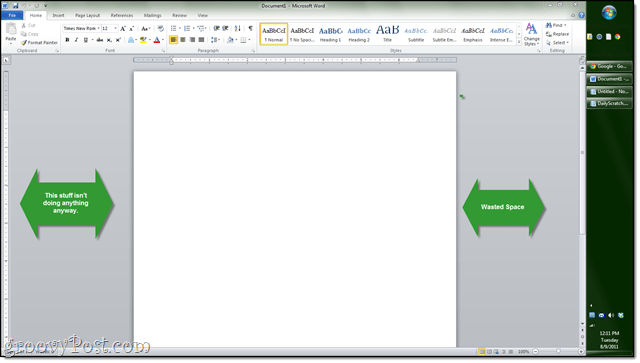 barre latérale verticale dans Microsoft Word