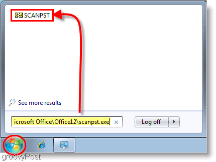 Capture d'écran - Lancement de l'outil de réparation d'Outlook 2007 SCANPST