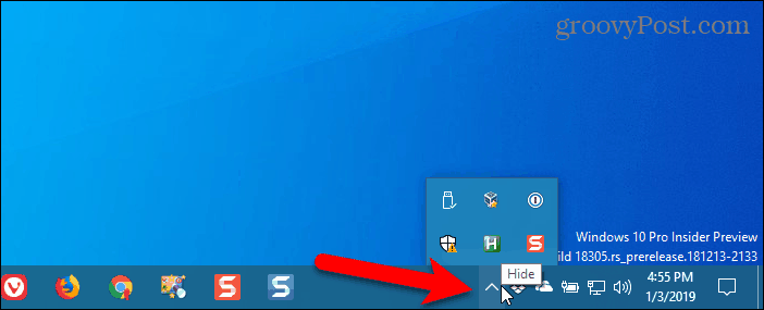 Recherchez Chrome dans la barre d'état système de Windows