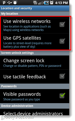 Android utiliser mes réseaux sans fil gps satellites