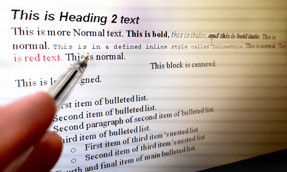 Exemples de mise en forme de texte dans un document présenté