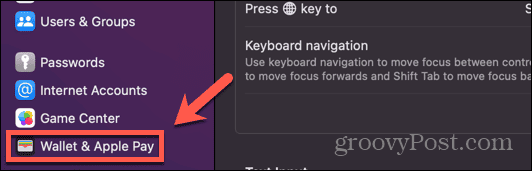 paramètres de portefeuille et Apple Pay Mac