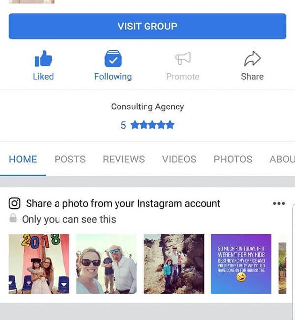 L'application mobile de Facebook suggère désormais des photos Instagram à partager sur une page.