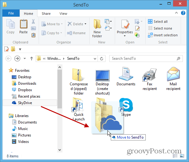 Ajouter SkyDrive au menu Envoyer avec le bouton droit de Windows