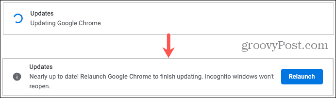 Mettre à jour et relancer Google Chrome