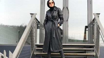 Modèles de veste en cuir en vêtements hijab