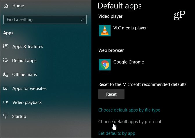 Choisissez le protocole d'application par défaut de Windows 10