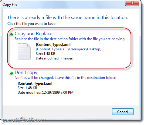 remplacer les fichiers .xml dans Windows 7