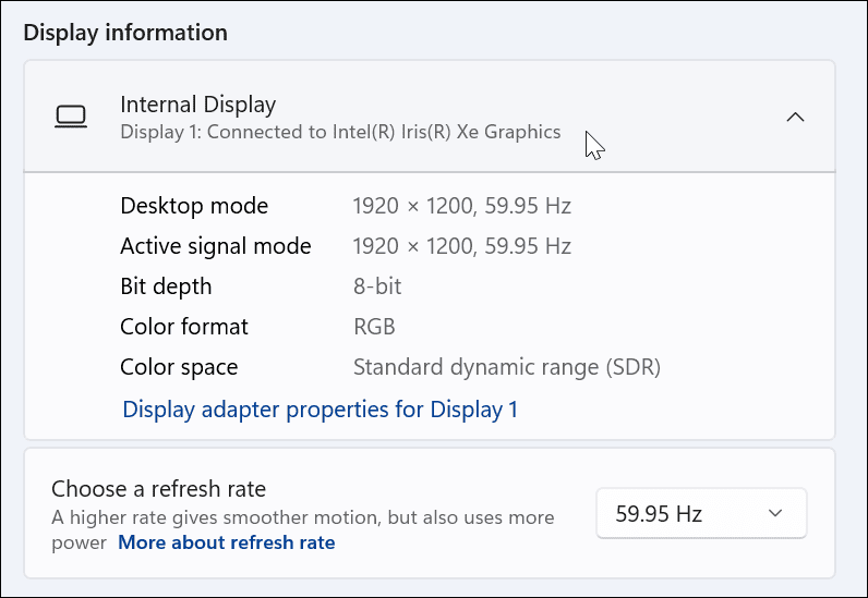 Vérifiez votre carte graphique sous Windows 11