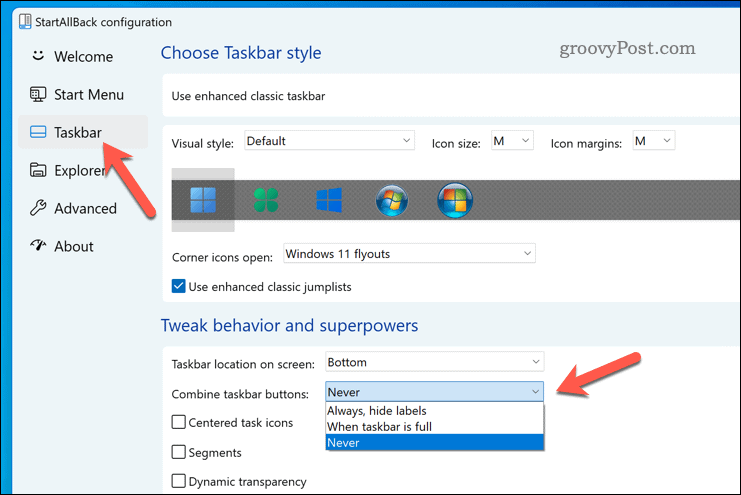 Dissociez les éléments de la barre des tâches de Windows 11 à l'aide de StartAllBack