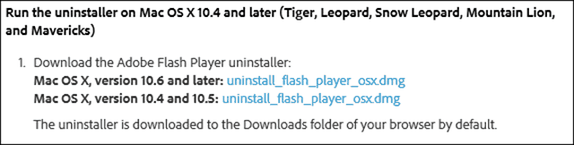 Désinstaller le site Web Flash Mac