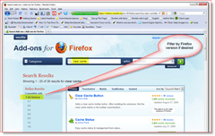 Filtrer les résultats de recherche du module complémentaire Firefox