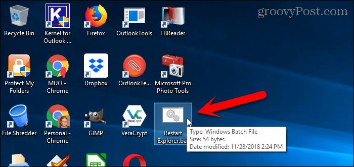 Exécuter un fichier batch sur le bureau Windows 10