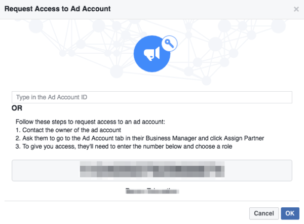 facebook demande l'accès au compte publicitaire