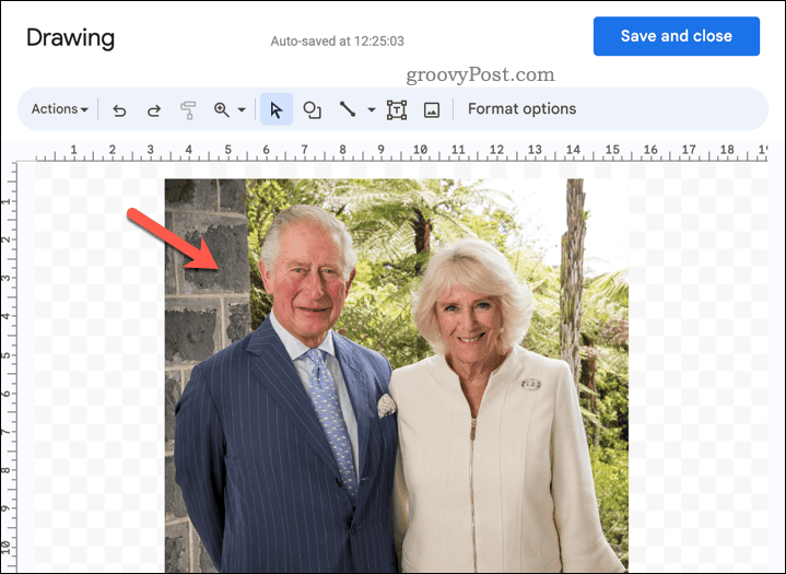 Sélectionnez une image dans l'outil de dessin de Google Docs