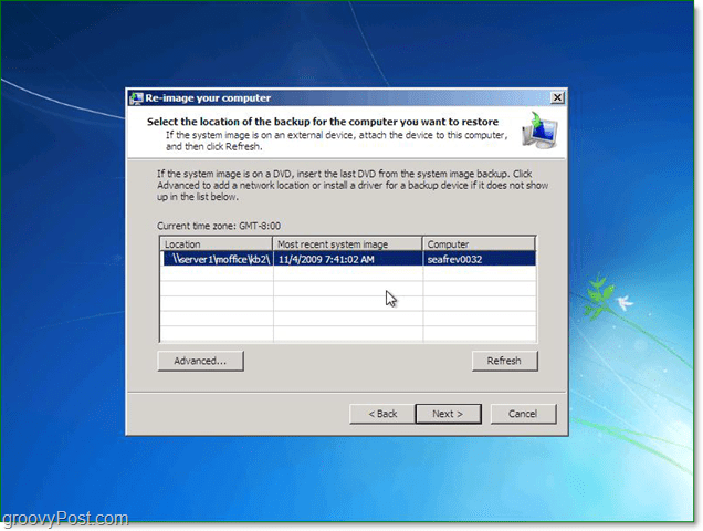 vous pouvez utiliser une image système à partir du réseau pour restaurer Windows 7