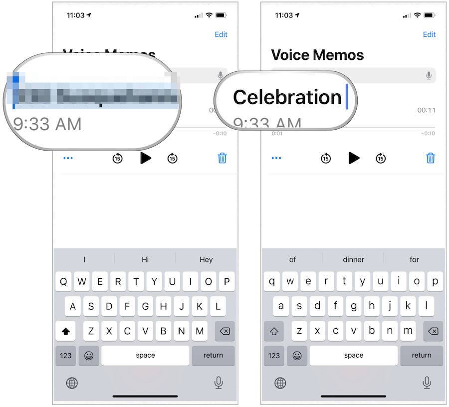 iPhone Voice Memos change de nom