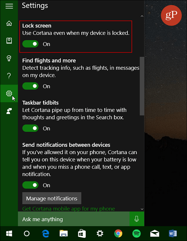 Activer l'écran de verrouillage Cortana Windows 10