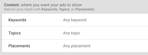 Comment configurer une campagne d'annonces YouTube, étape 30, définir des mots clés, des thèmes et des options d'emplacements