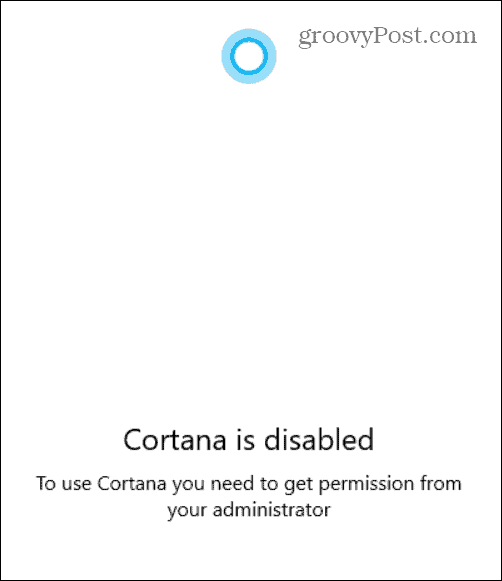 Cortana désactivé