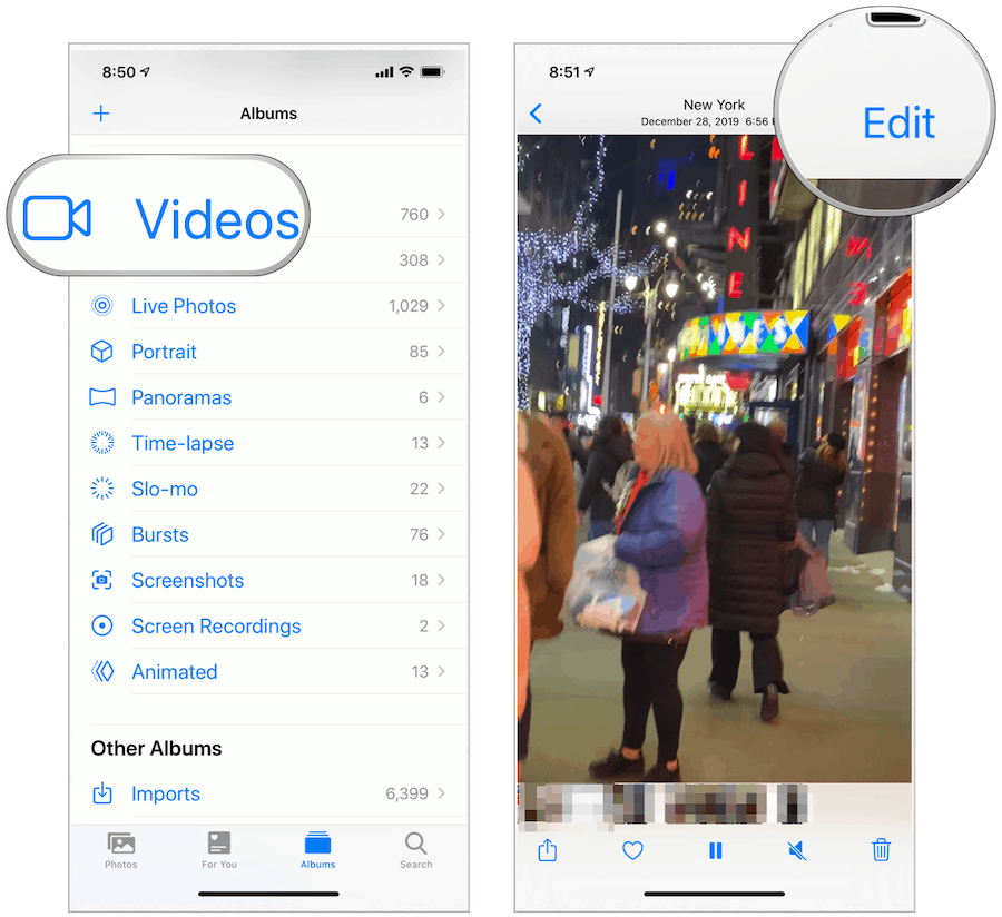 Application Photos Modifier la vidéo