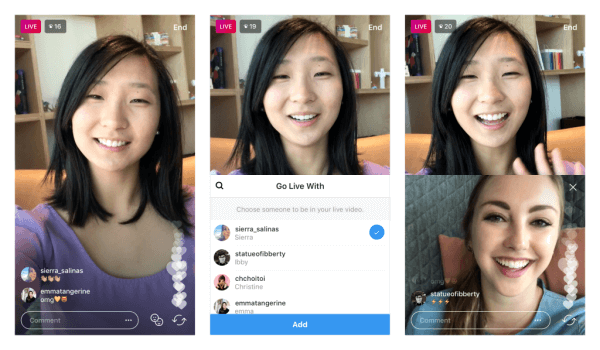 Instagram teste la capacité de partager une diffusion vidéo en direct avec un autre utilisateur.