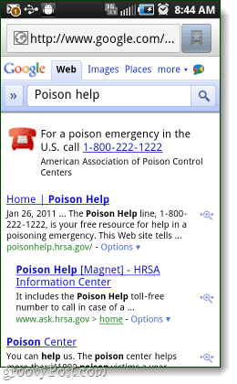 numéros d'aide google poison