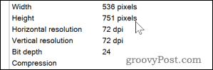 Détails DPI pour une image sous Windows