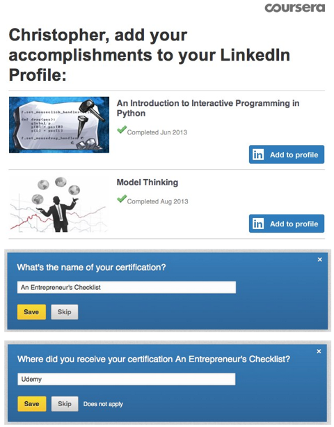 LinkedIn ajouter des certifications